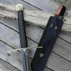 Hand-Forged Viking Long Sword with Damascus Steel Blade