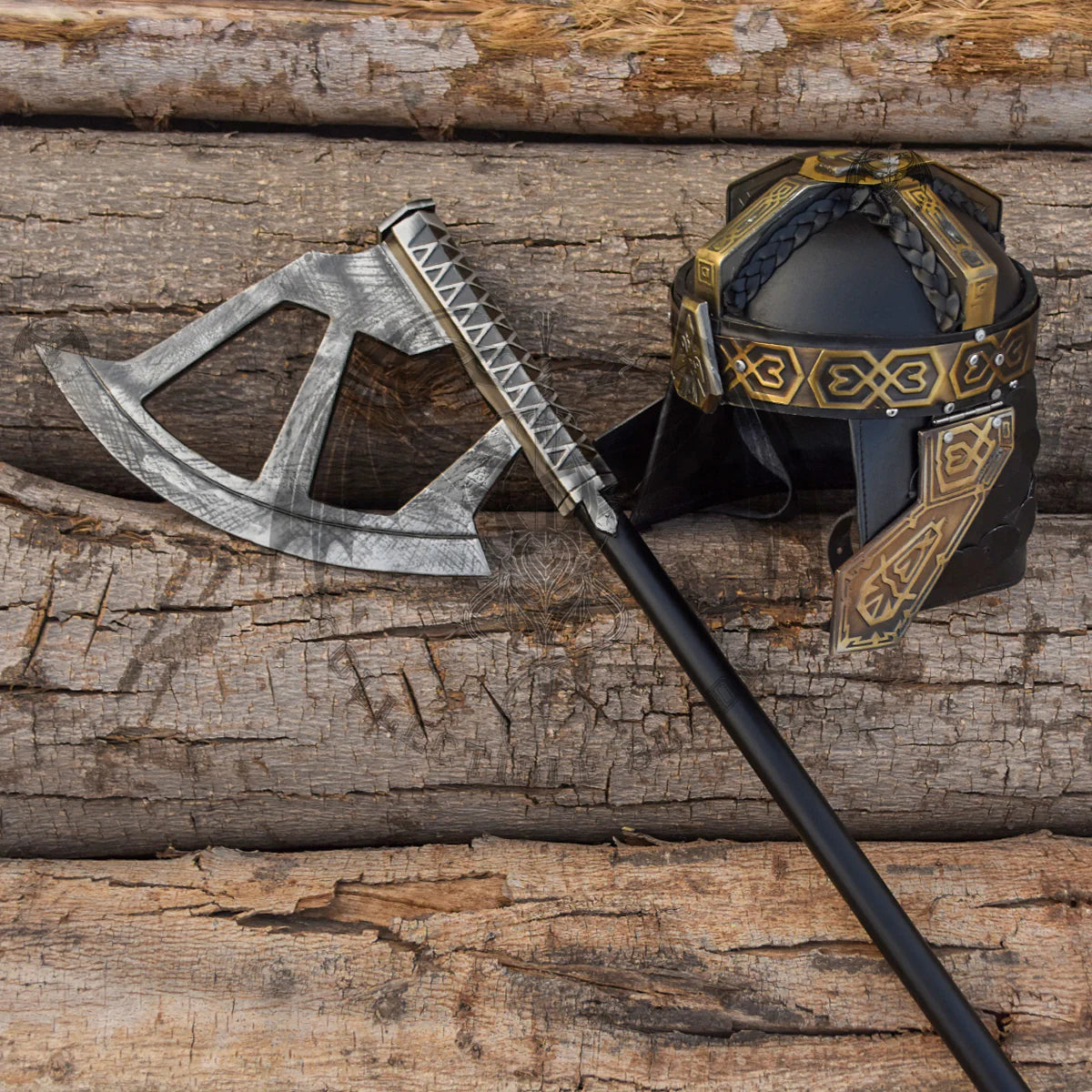 Walking Axe and Gimli Helmet Set from LOTR