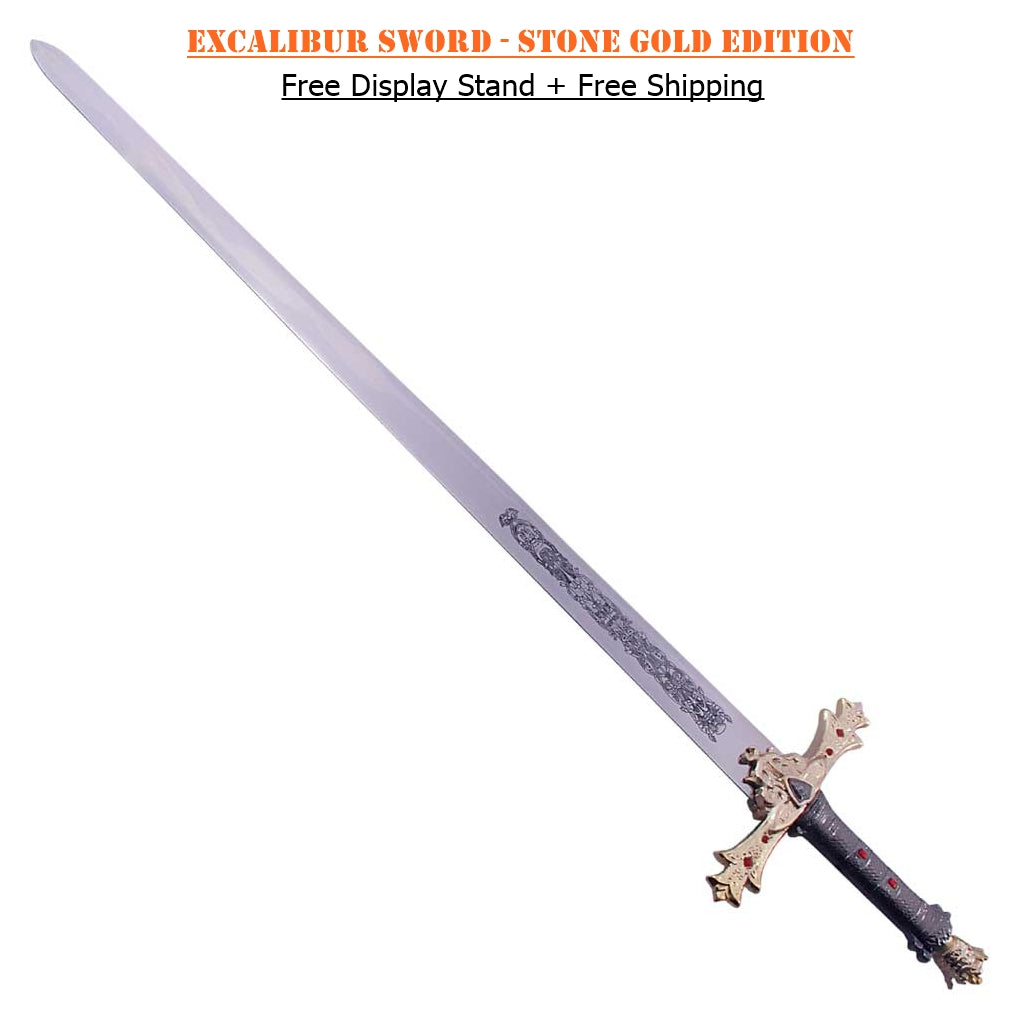 King Arthur Excalibur Sword in Stone – Gold Edition