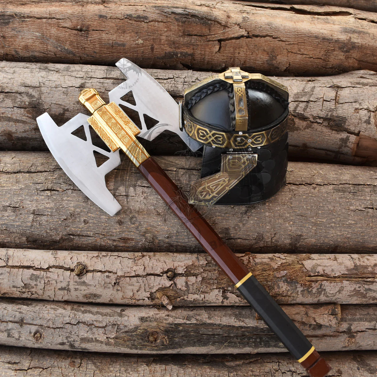 Gimli Battle Axe & Helmet Pair From LOTR