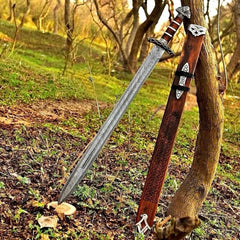 Viking Northmen Damascus Display Sword with Scabbard