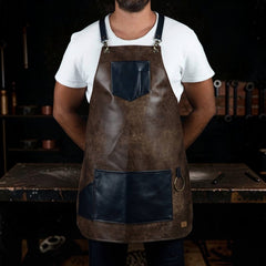 Waterproof Leather Bartender Apron with Pockets