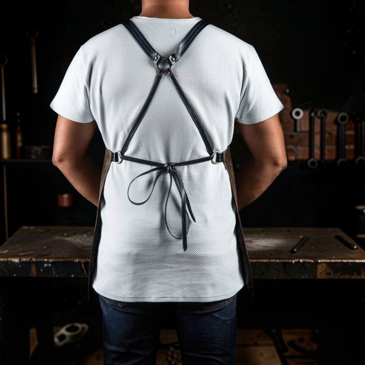 Waterproof Leather Bartender Apron with Pockets