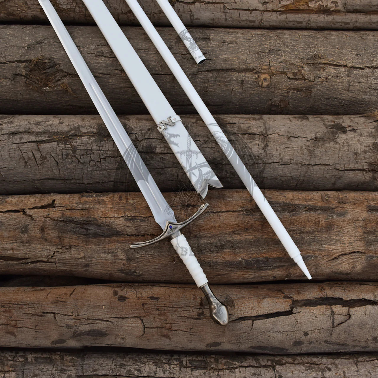 Gamdring Pair of Gandalf the White Staff & Glamdring Sword